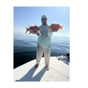 This is a picture of Hogfish on the Skiff and Triple Tail in the mix. Tampa Bay winter fishing at it's best! with Tampa Bay Inshore Fishing Charter